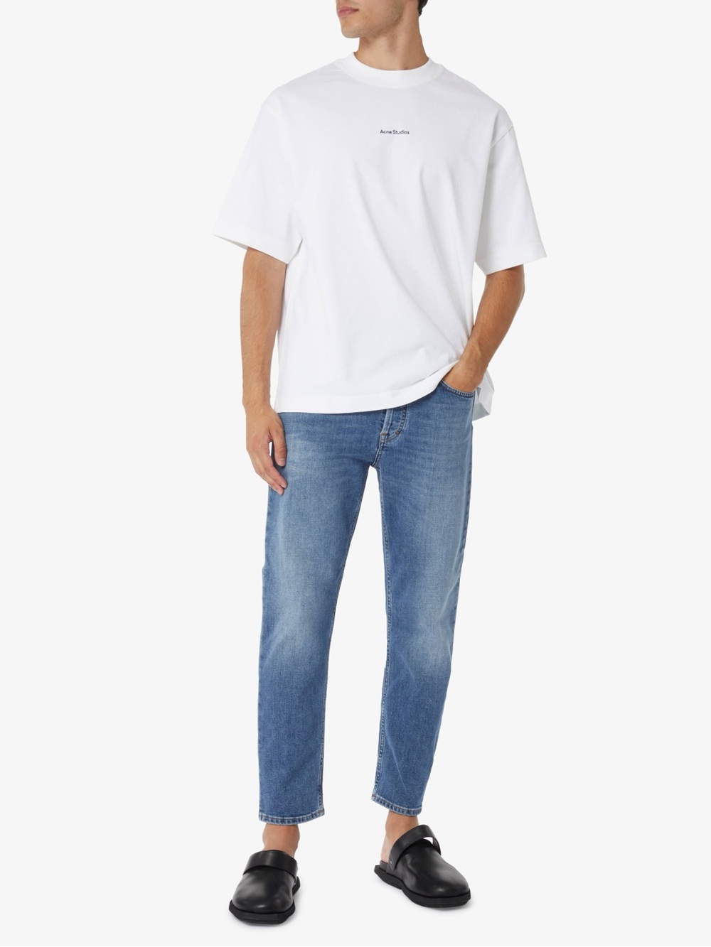 Acne studios river mid blue straight leg jeans